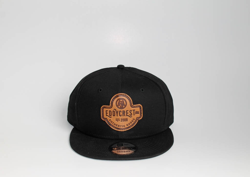 All Black Leather Patch Hat